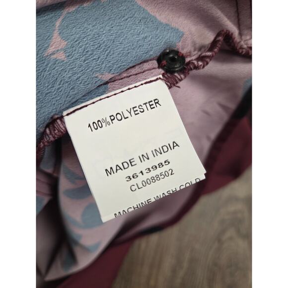 eshakti Wayward Fancies Dark Wine Red Black Floral Blouse Tunic Size XS/2 - Picture 4 of 5